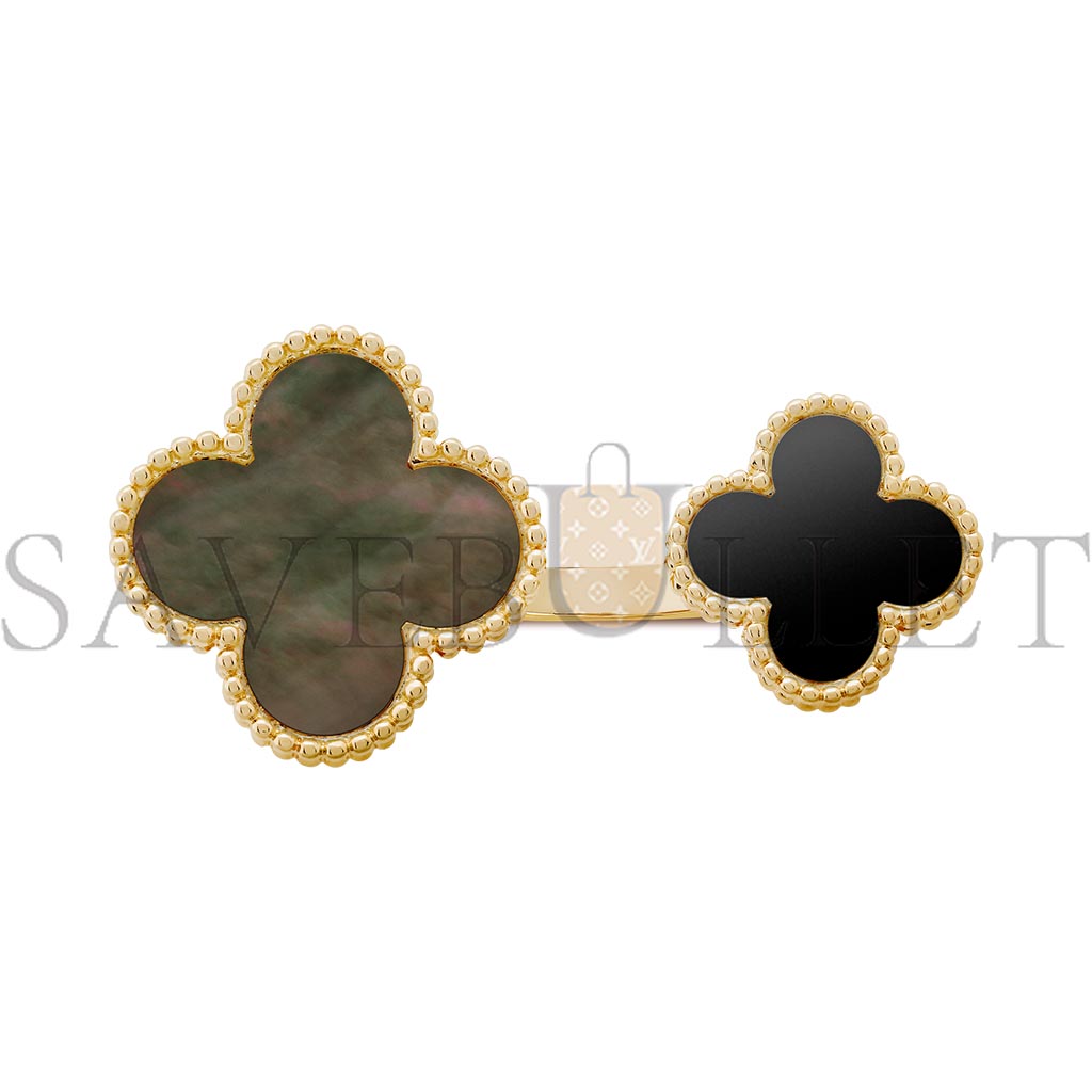 V*N CL*F  arpels magic alhambra between the finger ring - yellow gold, mother-of-pearl, onyx  vcarn05700